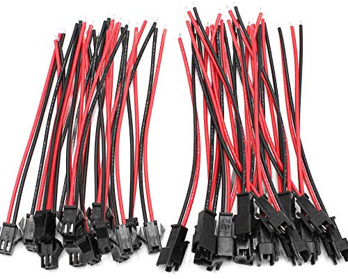 ZoZoMaiy D-Orange 20 Pairs JST Connector Wires 2 Pin Male Female JST Plug Connectors 24AWG JST SM Plug with 100mm Electrical Wires Cables for LED Light Lamp Strip