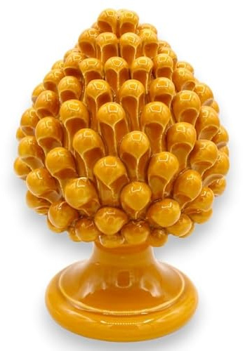 Piña de Pino de cerámica siciliana Caltagirone h Aprox. (1 Pieza) Un Solo Color con Varias Opciones de Color - Naranja