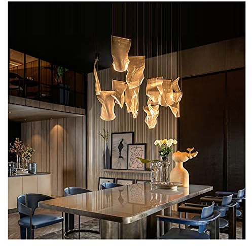 Daoke Ljuskrona, ljuskrona stolpe modern kreativ led ljuskrona matsal vardagsrum ljusguide ljuskrona designer café verkstad dekorativ ljuskrona (färg: vit, storlek: 9 lampor)