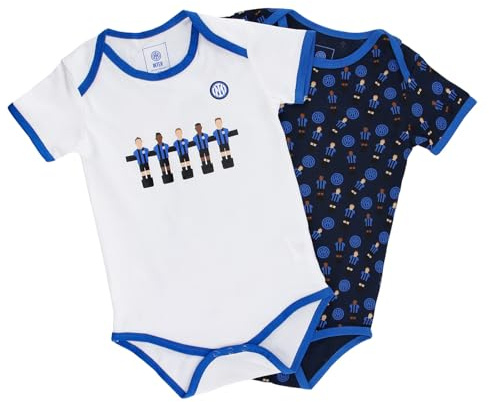 FC Internazionale Milano S.p.A. Set di 2 bodya maniche corte, neonato 0-24 mesi, Unisex, 100% cotone, Bianco, 9 mesi