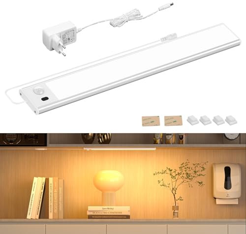 Unterbauleuchte Küche LED 30cm Mit Berührungsloser Sensor, Warmweiß 2900K Schrankbeleuchtung Mit Stecker, Küchenunterbauleuchte Dimmbar für Vitrinen, Regale, Werkbank, Schrank