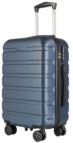 T-LOVENDO.ES Maleta de Viaje Cabina 55x40x20- Equipaje de Mano- 4 Ruedas giratorias- Material ABS Ligero- Semirígida- Candado o Cerradura combinación- Asa telescópica- Trolley- Azul Marino