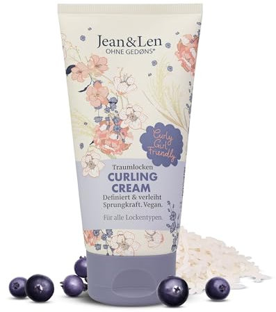 Jean & Len Traumlocken Curling Cream Reiswasser & Acaibeere, für alle Lockentypen, curly girl friendly, definiert & verleiht Sprungkraft, Lockencreme, ohne Parabene, Silikone & Sulfate, vegan, 150 ml