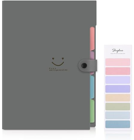 SKYDUE Organizador de documentos, carpetas para documentos A4, carpeta de acordeón con 5 bolsillos, carpeta de documentos para oficina en casa y negocios (gris oscuro)