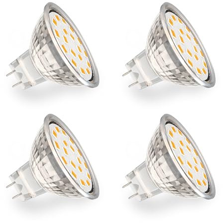 YUIIP MR11 GU4 LED 4W blanc chaud 2700K 390LM 120degrés ampoules réflecteur, MR11 30W 35W 40W remplacement halogène, non gradable GU4 MR11 12V AC DC LED réflecteur spot remplacé, pack de 4