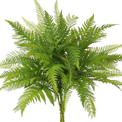 Hawesome Artificial Ferns for Outdoors 31 Large Fake Greenery Stems Boston Faux Plants UV Resistant Artificial Plant for Garden Planter Window Porch Home Indoor Outdoor Decor