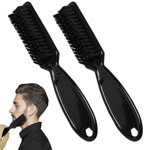 2PCS Spazzola Barbiere Spazzola per Barba Uomo Spazzola per Tagliacapelli Spazzola per la Pulizia dei Parrucchieri Spazzola per Barba in Nylon Strumento Per la Pulizia Domestica del Parrucchiere Nero