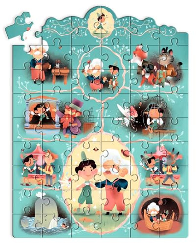 DJECO Story Puzzle, Spielzeug für Kinder, ab 4 Jahren, 54 Stück, gemischte Farbe