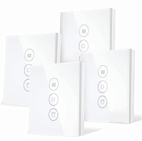HeuxGir Interruptor de persiana R WiFi, control de persianas Smart Home, compatible con Alexa/Google Home/Smart Life, temporizador y control de voz, requiere cable cero, paquete de 4