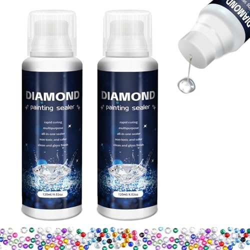 Cutiolly Diamond Painting Sealer,2pcs Diamond Painting Glue,Diamond Art Sealer,Diamond Painting Accessories,5D Diamond-Painting Art Glue with Sponge Head,for Fixing