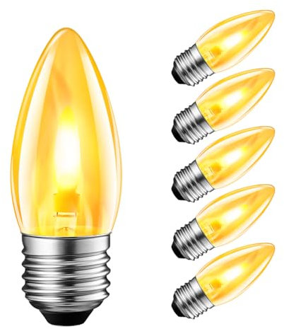 LVWIT Bombilla LED con Llama, Bombilla Retro con Llama Parpadeante E27, Luz Cálida de 1800K, Bombilla con Filamento Naranja de 35 Lúmenes, Ideal para Decoración Diaria, Navidad y Fiestas (6U, 2Modos)