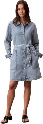 Calvin Klein Donna Abito in Jeans Denim Mini con Cintura, Blu (Coastal Light), M