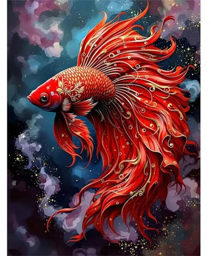 Carpa koi roja - Puzle de 4000 Piezas - Rompecabezas DIY Pintura, Entretenimiento Creativo, para Adultos Mayores de 14 años Decoración del Hogar