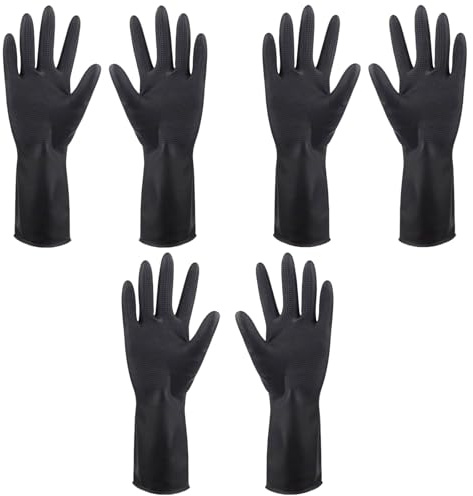 ZPQJV 3 Paia Guanti Tintura Capillare Neri, Guanti Da Salone, Riutilizzabili, Silicone Professionale, Taglia M, per Parrucchieri, Pulizia, Pittura