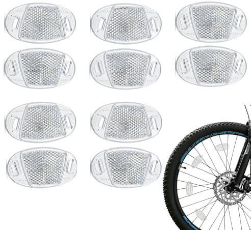 Nivofu 10 Pièces Catadioptre Velo, Réflecteur Rayon Vélo en Plastique Résine, Réflecteurs de Rayons de Vélo Clipsable, Accessoire Sécurité Vélos pour Rayons de Roue Vélos, Reflecteur Velo, Blanc