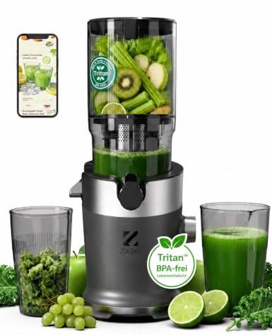 ZACHVO Entsafter Gemüse und Obst Testsieger, Slow Juicer, 130 mm
