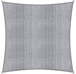 Lumaland Sonnensegel Quadrat | 5 x 5 Meter Wetterbeständiger Sonnenschutz inkl. Befestigungsseile | Terrasse, Garten & Balkon Schattenspender mit UV-Schutz [Hellgrau]