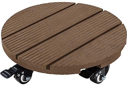 STILISTA® WPC-Pflanzenroller, belastbar bis 100 kg, witterungsbeständig, feststellbare Bremse, rund oder eckig, rund, Holz