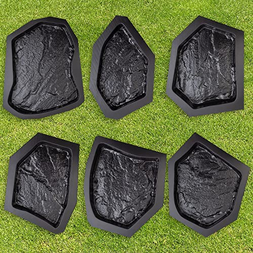 Betonex 6 pcs Flagstone Molds ABS 2mm Cement Mold - Paver Mold Reusable - Casting Pathmaker Garden Pathmate Pavement Precast Concrete Molds and Forms Walkway