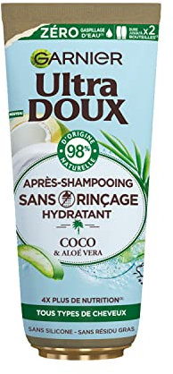Garnier Condizionatore Ultra Doux senza risciacquo, acqua di cocco e aloe, 200 ml