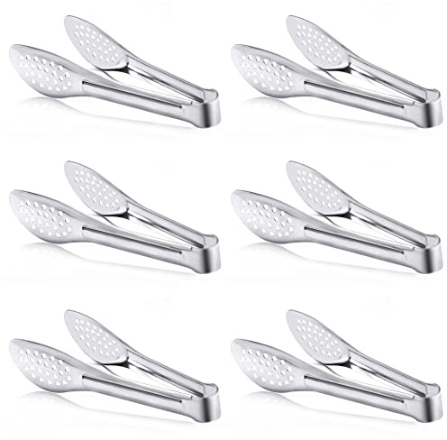 6 Pack Buffet Tongs,Stainless Steel Serving Tongs Serving Utensils 7Inch