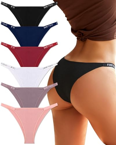 FINETOO 6er Pack Cotton Underwear Women Brazilian Knickers Brazilian Ladies Briefs Sexy Hipster Panties Soft Panties Multipack