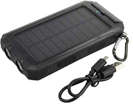 BoxWave Universal Solar Rejuva PowerPack (10000mAh) (15W), Solar Powered Backup Power Bank 10000mAh - Jet Black, Power Bank for Smartphones and Tablets