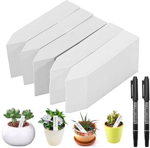 500 Etichette Piante con 2 Pennarelli Neri, 10x2cm Cartellini Piante Etichettatura, Cartellini Piante Plastica, Etichette Giardino Resistenti Alle Intemperie, per Piante Giardino All'Aperto e Fiori