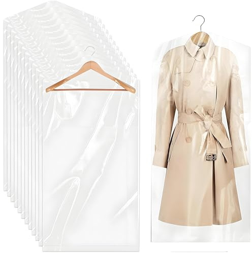 Plastic Clothes Covers, Clear Clothes Bags Hanging,Dress Bag,Garment Bags,Dust-proof Garment Protector Covers for Clothes Shirt Suit Jacket Suit Sweater (10pcs-60 * 150cm)