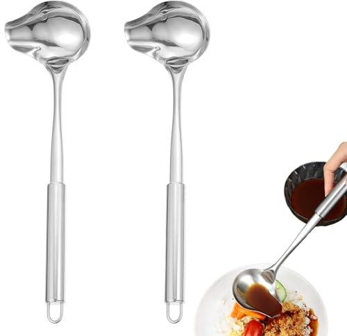 2 mestoli in acciaio inox, per salse, 30,2 cm, con beccuccio, piccoli per salse, salse, salse, condimenti, cucina, utensili da cucina