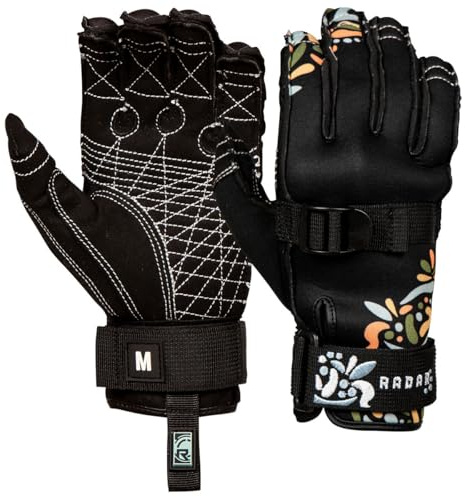 Radar Lyric Inside-Out Women's Waterski Gloves [Black/Sea Blossom] 2025, Medium