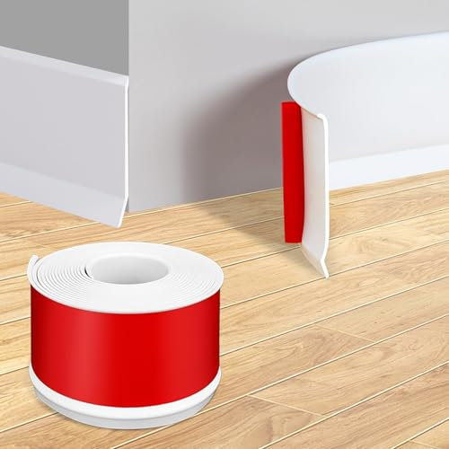 Zócalo blando de PVC autoadhesivo, blanco, 5 cm x 3,0 m, listón de terminación, autoadhesivo, barra de transición para suelo, flexible, para cocina, baño y salón