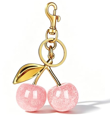 Porte-clés cerise pour sac à main - Accessoires pour la fête des mères - Idées d'anniversaire - Rose baie - S