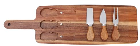 IMIKEYA Tagliere in Legno Con Paletta e Coltelli Per Formaggio Carne Verdure Pane Cucina e Sala Da Pranzo Di Coltelli Per Formaggio e Vassoio Per Salumi e Spuntini