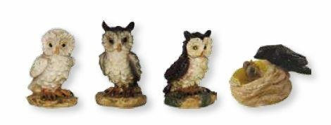 Unbekannt Krippenzubehör Eulen und Schwalbennest 4tlg. Höhe 2,8cm für 11-13cm Figuren