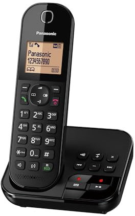 Panasonic KX-TGC420FRB Téléphone Numérique Sans Fil Répondeur Numérique, Base et Combiné Simples, Mains Libres, Identification de l'Appelant, Blocage des Appels Indésirables, Eco Plus, LCD, Noir