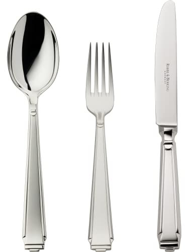 Robbe & Berking Art Deco 3 pzas. Cubiertos de menú (Chapado Macizo en Plata con 150 g)