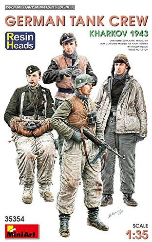 MiniArt 35354 1:35 Fig. Dt. Panzer Crew (4) Ka.43 Res. - originalgetreue Nachbildung, Modellbau, Plastik Bausatz, Basteln, Hobby, Kleben, Modellbausatz, Zusammenbauen, unlackiert