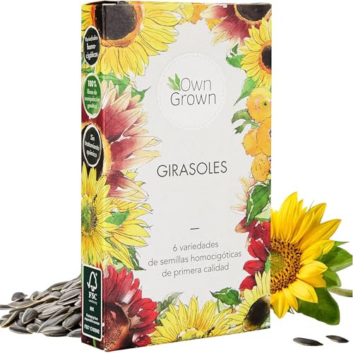Sonnenblumen Samen Set – Saatgut mit 6 Sorten, inkl. Riesige & Kleine Blüten – Blumen Geschenkbox mit Blumensaat von OwnGrown