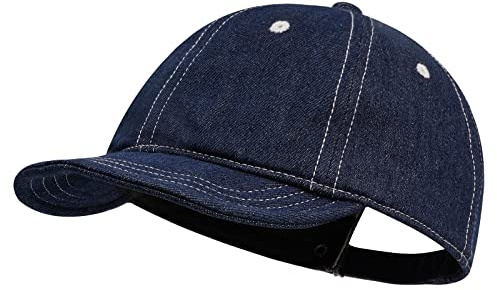 CLAPE Denim bomull kort brim baseballkeps vintage basebollkeps herr kort skärm klassisk hip hop snapback keps sommar sköldpaddor ostrukturerad pappa hatt, WBD6-blå, En Storlek