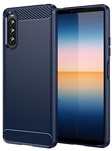 Topme Coque en Silicone pour Smartphone, Compatible with Sony Xperia 10 II (6 inches), [ Etui Housse de Téléphone de Style Texture Brossée] - Bleu