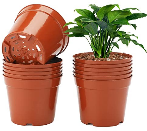 KINGLAKE 12 Pièces 10CM Petit Pots de Fleur pour Semis, Pot Plante en Plastique,Pot de Fleur Interieur/Exterieur,Adapté Semis, Fleurs, Succulentes
