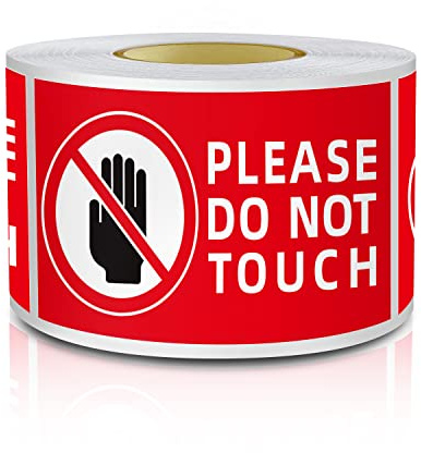 Do Not Touch Stickers Tape Please Don't Touch Warning Sign 3 X 6 Inch Self-Adhesive Safety Labe Waterproof Removable For Business Office Decal 200 PCS