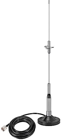 Bingfu Car Mobile High Gain Antenna Dual Band VHF UHF 136-174MHz 400-460MHz Amateur Radio Anti-Rust with Magnetic Base 5m Cable for Car Truck Two Way Marine VHF Radio