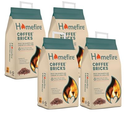 Homefire Coffee Briquettes for Wood Burners, Fire Pits, Chimineas and Multi-fuel Stoves, Made Using Recycled Materials 7 kg (Pack of 4)