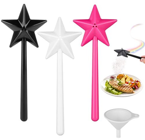 3 spargispezie con fori, bacchetta magica per sale e pepe, spargitore magico a forma di stella, dispenser di sale con imbuto per cucina, ristorante, spezie, decorazione da tavolo