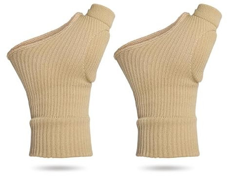 BrightGlow Kompressionshandschuh aus Nylon Atmungsaktive Daumenunterstützungshandschuhe mit Gel Handgelenk Bandagen für Damen und Herren Fingerloser Handschuh Handgelenkstütze für Sport Hautfarbe L