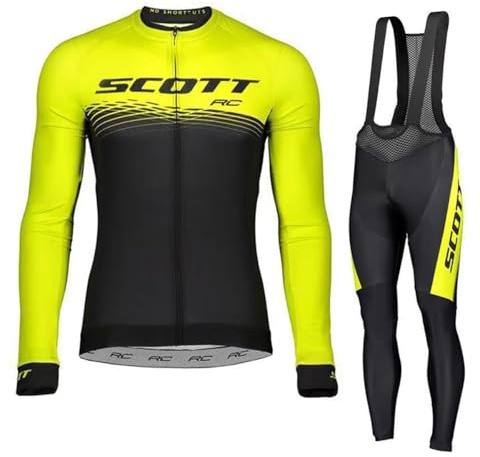 Abbigliamento Ciclismo Uomo Invernale Completo Abbigliamento Ciclismo Bici Pile Maglia Tuta Bicicletta +Pantaloni Imbottiti Con 3D Gel pad Traspirante Sportivo (Giallo, L)…