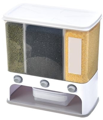 Large Kitchen Grain Dispenser Multifunctional Kitchen Soya Storage Box Kitchen Dry Food Fruit Seal Container Multifunctional Flour Storage For Dry Foods Cereals Muesli Soya And Grains Etc(Grey)