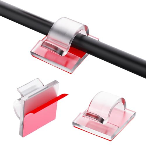 100 Piezas Clips de Cable de Exterior,Organizador de Cables Autoadhesivo,Adhesiva Clips Decorativos de Luces para Cable de USB,Cargador,Soporte de Alambre para Navidad y Cadenas de Luces(Transparente)